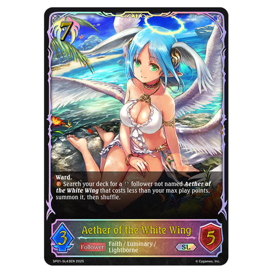 Aether of the White Wing SP01-SL43EN card from the Shadowverse: Evolve set Seaside Memories