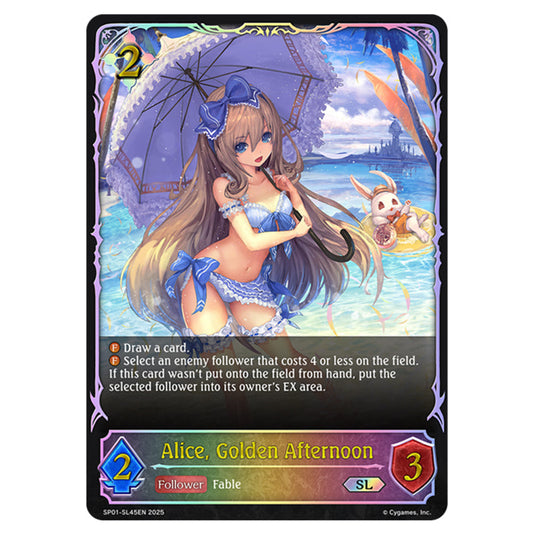 Alice, Golden Afternoon SP01-SL45EN card from the Shadowverse: Evolve set Seaside Memories
