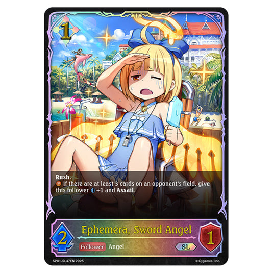 Ephemera, Sword Angel SP01-SL47EN card from the Shadowverse: Evolve set Seaside Memories
