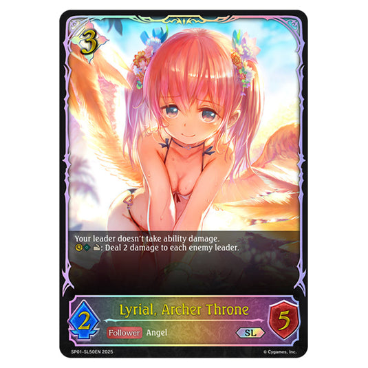 Lyrial, Archer Throne SP01-SL50EN card from the Shadowverse: Evolve set Seaside Memories