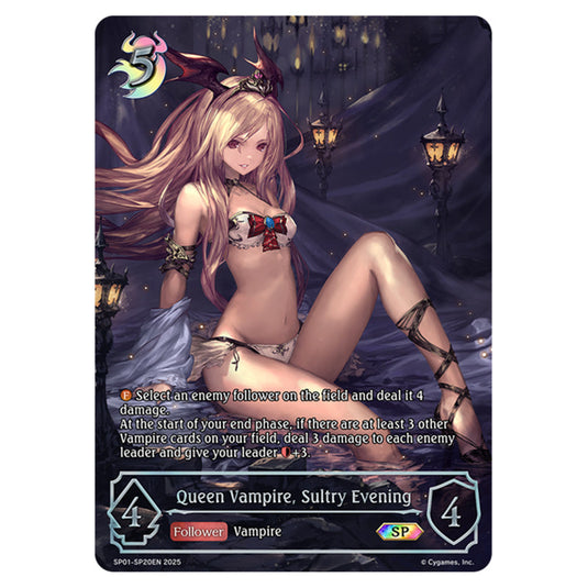 Queen Vampire, Sultry Evening SP01-SP20EN card from the Shadowverse: Evolve set Seaside Memories