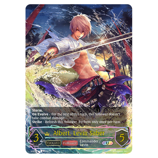 Albert, Levin Saber SP01-U09EN card from the Shadowverse: Evolve set Seaside Memories