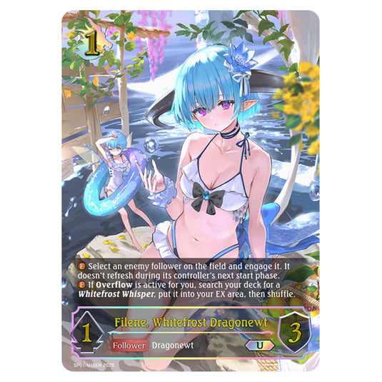 Filene, Whitefrost Dragonewt SP01-U15EN card from the Shadowverse: Evolve set Seaside Memories
