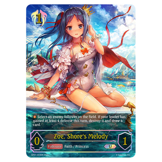Zoe, Shore's Melody SP01-U23EN card from the Shadowverse: Evolve set Seaside Memories