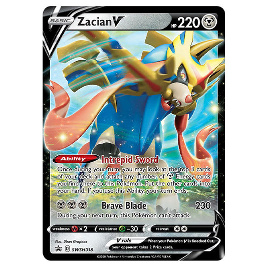Pokemon - Sword & Shield - SWSH Black Star Promos - Zacian V - SWSH018 Pokemon - Sword & Shield - SWSH Black Star Promos - Zacian V - SWSH018