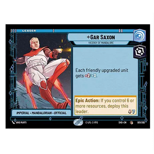 Gar Saxon 1/262 card from the Star Wars Unlimited set Shadows of the Galaxy