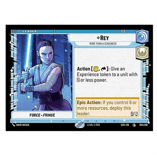 Rey 4/262 card from the Star Wars Unlimited set Shadows of the Galaxy