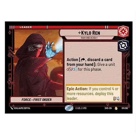 Kylo Ren 11/262 card from the Star Wars Unlimited set Shadows of the Galaxy