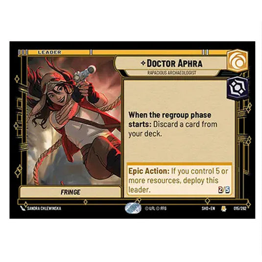 Doctor Aphra 15/262 card from the Star Wars Unlimited set Shadows of the Galaxy