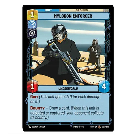 Hylobon Enforcer 27/262 card from the Star Wars Unlimited set Shadows of the Galaxy