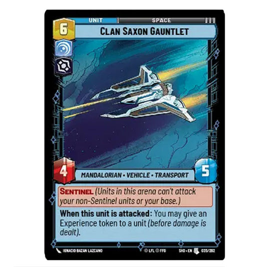 Clan Saxon Gauntlet 35/262 card from the Star Wars Unlimited set Shadows of the Galaxy