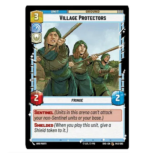 Village Protectors 43/262 card from the Star Wars Unlimited set Shadows of the Galaxy