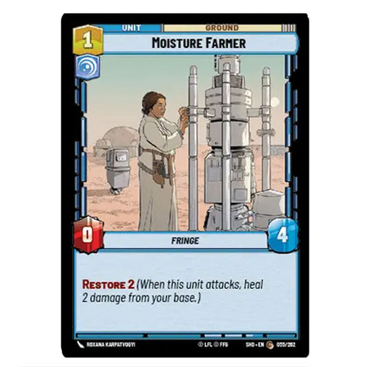 Moisture Farmer 55/262 card from the Star Wars Unlimited set Shadows of the Galaxy