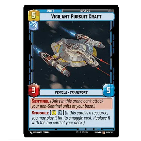 Vigilant Pursuit Craft 65/262 card from the Star Wars Unlimited set Shadows of the Galaxy