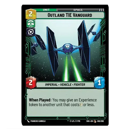 Outland TIE Vanguard 82/262 card from the Star Wars Unlimited set Shadows of the Galaxy