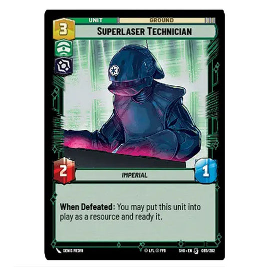 Superlaser Technician 85/262 card from the Star Wars Unlimited set Shadows of the Galaxy