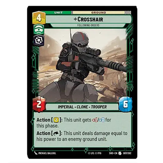 Crosshair 87/262 card from the Star Wars Unlimited set Shadows of the Galaxy