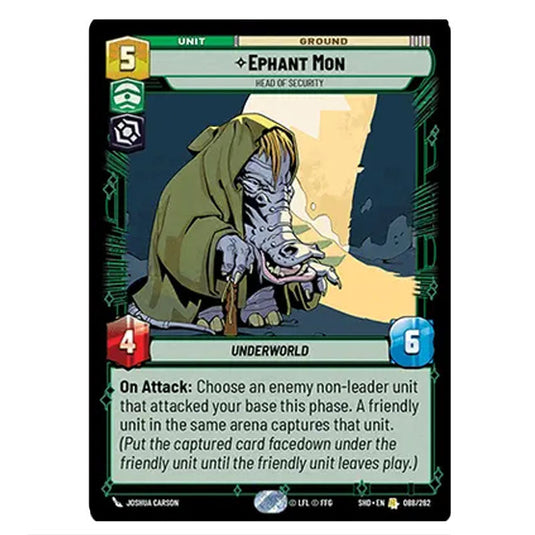 Ephant Mon 88/262 card from the Star Wars Unlimited set Shadows of the Galaxy