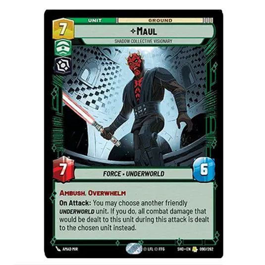 Maul 90/262 card from the Star Wars Unlimited set Shadows of the Galaxy