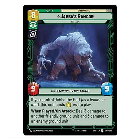 Jabba’s Rancor 91/262 card from the Star Wars Unlimited set Shadows of the Galaxy