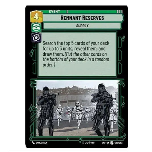 Remnant Reserves 93/262 card from the Star Wars Unlimited set Shadows of the Galaxy