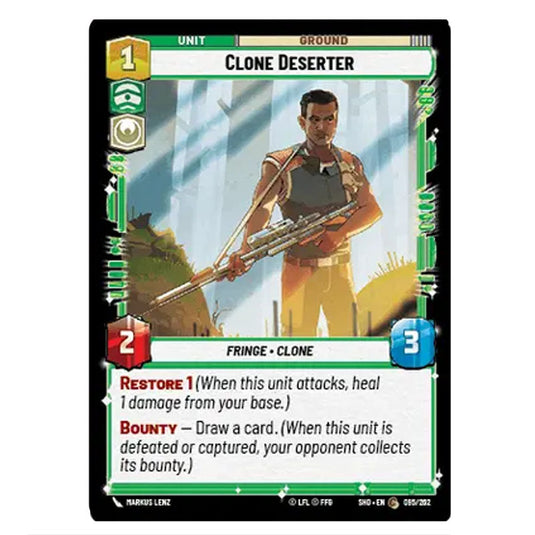 Clone Deserter 95/262 card from the Star Wars Unlimited set Shadows of the Galaxy