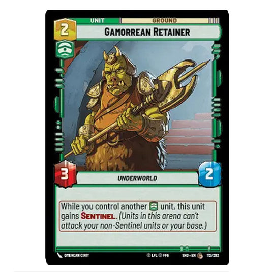 Gamorrean Retainer 112/262 card from the Star Wars Unlimited set Shadows of the Galaxy