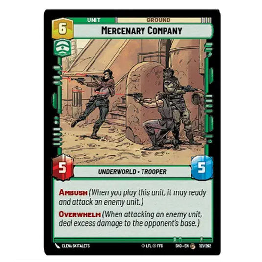 Mercenary Company 121/262 card from the Star Wars Unlimited set Shadows of the Galaxy