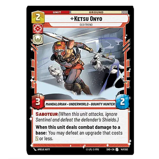 Ketsu Onyo 147/262 card from the Star Wars Unlimited set Shadows of the Galaxy