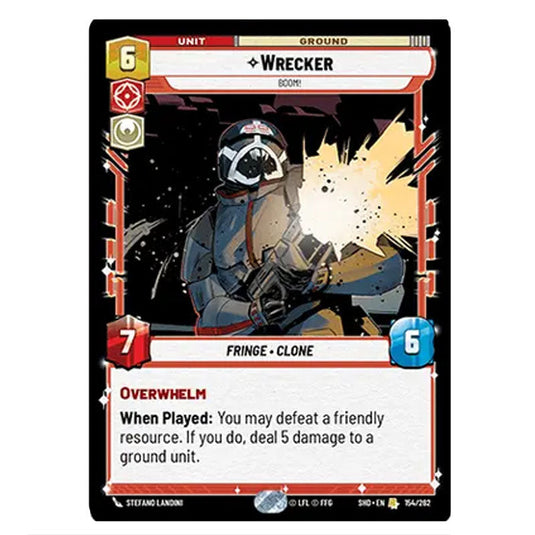 Wrecker 154/262 card from the Star Wars Unlimited set Shadows of the Galaxy