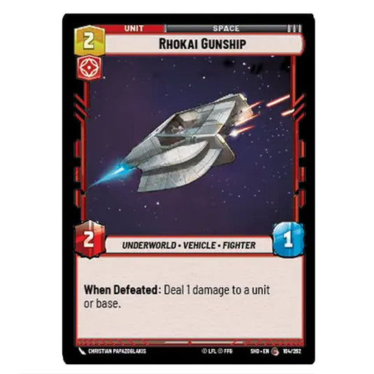 Rhokai Gunship 164/262 card from the Star Wars Unlimited set Shadows of the Galaxy