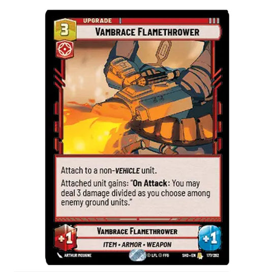 Vambrace Flamethrower 177/262 card from the Star Wars Unlimited set Shadows of the Galaxy