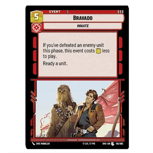 Bravado 182/262 card from the Star Wars Unlimited set Shadows of the Galaxy