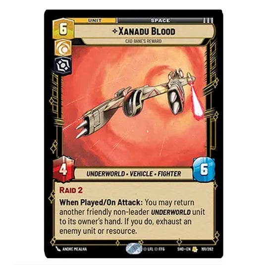 Xanadu Blood 191/262 card from the Star Wars Unlimited set Shadows of the Galaxy