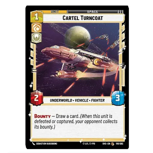 Cartel Turncoat 195/262 card from the Star Wars Unlimited set Shadows of the Galaxy