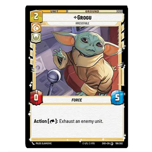 Grogu 196/262 card from the Star Wars Unlimited set Shadows of the Galaxy