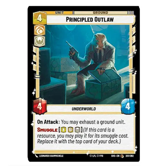 Principled Outlaw 201/262 card from the Star Wars Unlimited set Shadows of the Galaxy