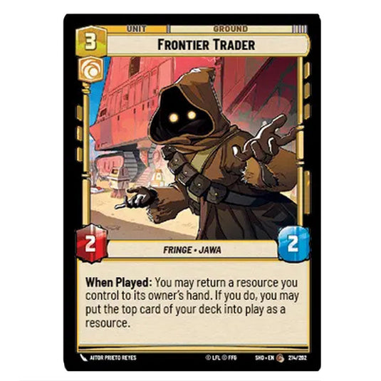 Frontier Trader 214/262 card from the Star Wars Unlimited set Shadows of the Galaxy