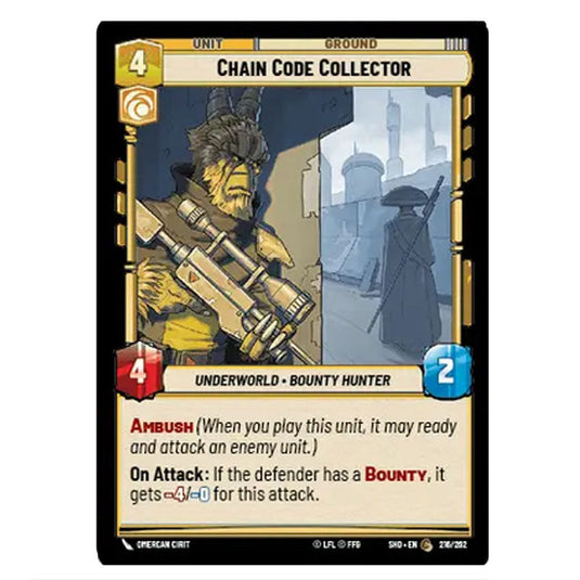 Chain Code Collector 216/262 card from the Star Wars Unlimited set Shadows of the Galaxy