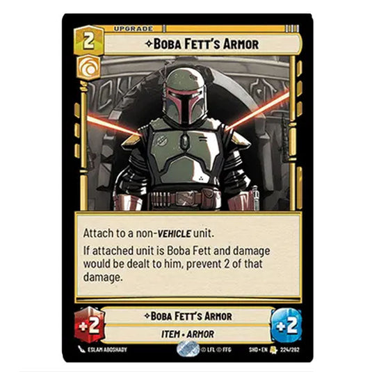 Boba Fett’s Armor 224/262 card from the Star Wars Unlimited set Shadows of the Galaxy