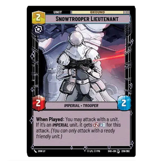 Snowtrooper Lieutenant 236/262 card from the Star Wars Unlimited set Shadows of the Galaxy