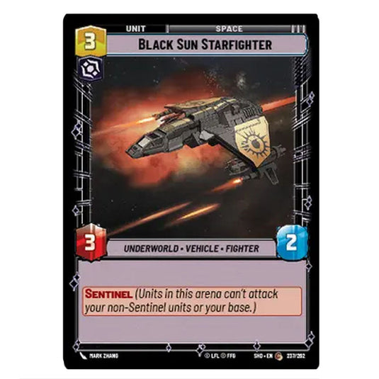 Black Sun Starfighter 237/262 card from the Star Wars Unlimited set Shadows of the Galaxy