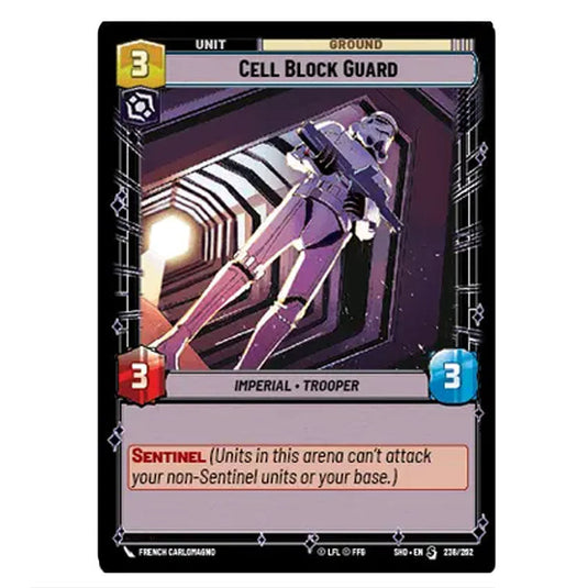 Cell Block Guard 238/262 card from the Star Wars Unlimited set Shadows of the Galaxy