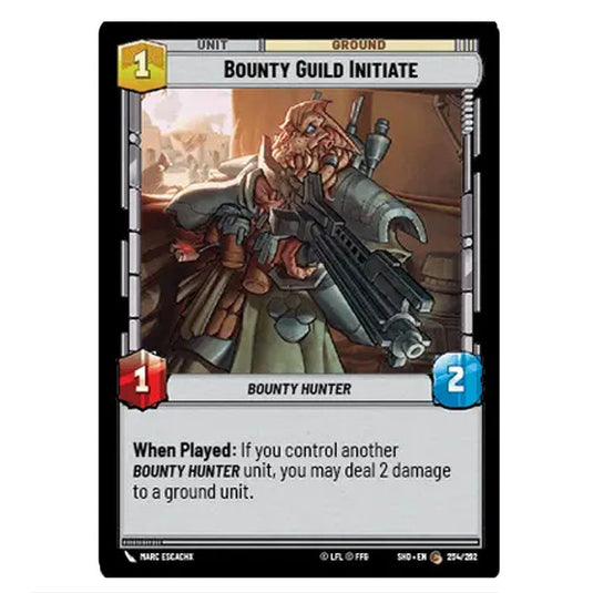 Bounty Guild Initiate 254/262 card from the Star Wars Unlimited set Shadows of the Galaxy