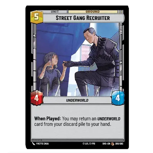 Street Gang Recruiter 260/262 card from the Star Wars Unlimited set Shadows of the Galaxy