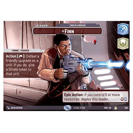 Finn 265 card from the Star Wars Unlimited set Shadows of the Galaxy