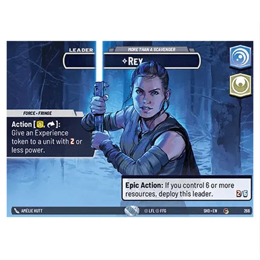 Rey 266 card from the Star Wars Unlimited set Shadows of the Galaxy