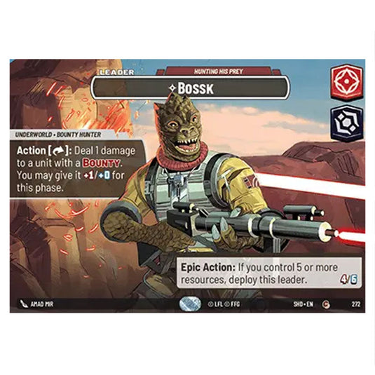 Bossk 272 card from the Star Wars Unlimited set Shadows of the Galaxy