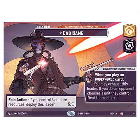 Cad Bane 276 card from the Star Wars Unlimited set Shadows of the Galaxy