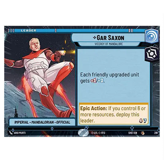 Gar Saxon 281 card from the Star Wars Unlimited set Shadows of the Galaxy